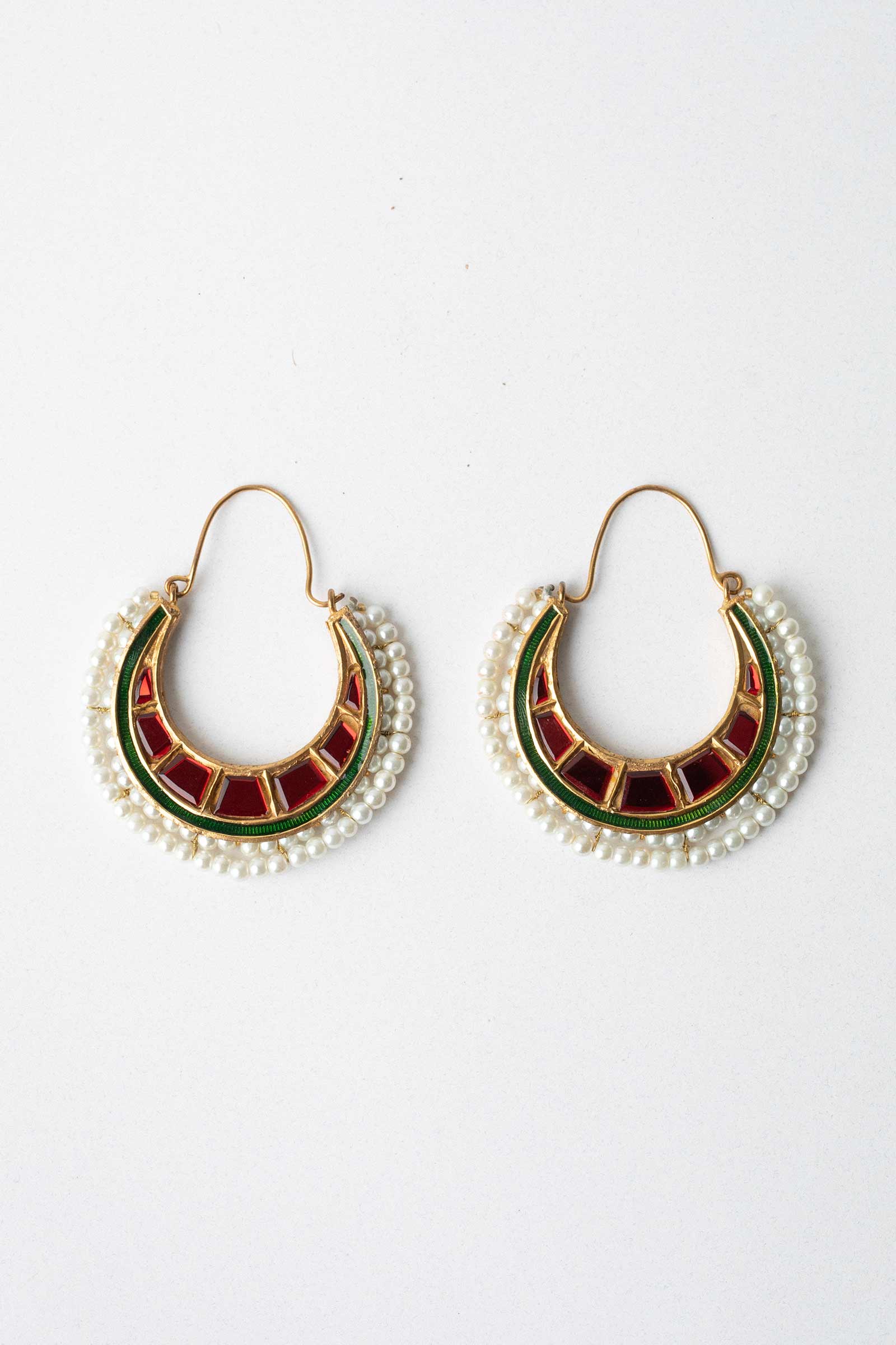 GOLD PLATED GLASS WORK EARRINGS – Zara Shahjahan - Main Image