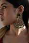 GOLD PLATED PEACOCK GREEN EARRINGS