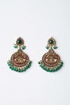 GOLD PLATED PEACOCK GREEN EARRINGS