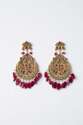 GOLD PLATED TURQUOISE & RED EARRINGS